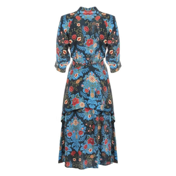 NEW, Farm Rio  Blue Arabesque Floral Print Midi dress size S #MD1130 - Picture 3 of 10